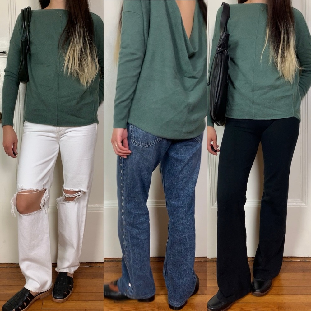 Anthropologie low drape back cashmere sweater